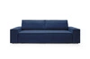 Sofa rozkładana z funkcją spania Molde sztruks granatowy 3 osobowa do salonu z pojemnikiem