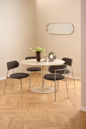 Krzesło Lyric Actona brązowe chromowane tapicerowane do jadalni