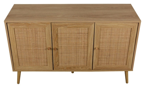 Komoda Ballo drewniana boho z rattanowymi frontami na nóżkach 115 cm do salonu Intesi