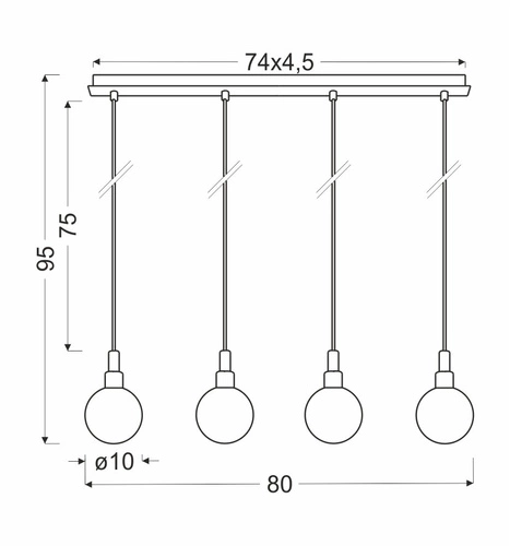 Lampa wisząca kula Maldus chromowa 4-punktowa szklana do salonu i jadalni CANDELLUX