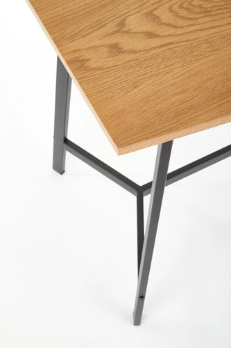 Biurko Inner loftowe do pracy dąb złoty i czarne nowoczesne z półką 100x50 cm Intesi