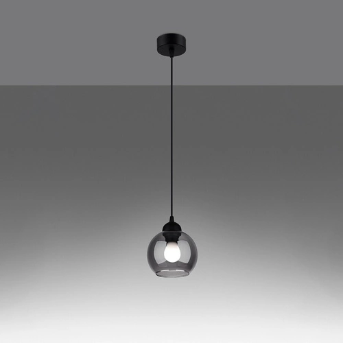 Lampa wisząca ALINO 1 czarna nowoczesna szklana regulowana do salonu i jadalni