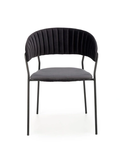 Krzesło welurowe Black Glam Intesi czarne nowoczesne do jadalni i salonu glamour