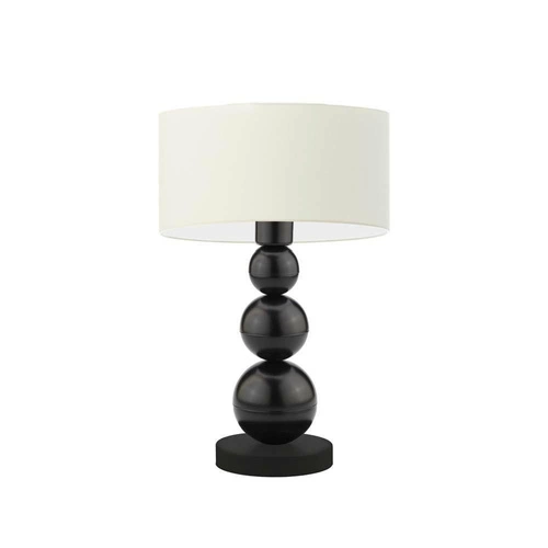 Lampka nocna HONOLULU nowoczesna z abażurem ecru na czarnym stelażu do sypialni