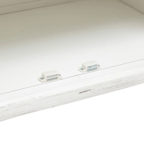 Szafka RTV Olbia biała drewniana 140 cm do salonu z półkami i szufladą Atmosphera