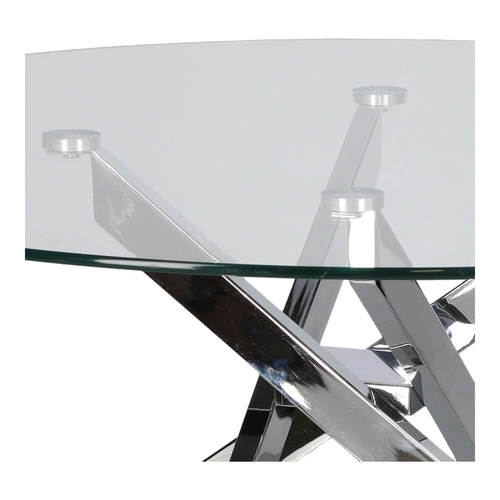 Stolik kawowy Amber 90 cm okrągły szklany chrom nowoczesny glamour do salonu Intesi