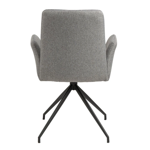 Krzesło tapicerowane Naya Actona do jadalni nowoczesne szare z podłokietnikami na czarnych nogach