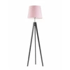 Lampa stojąca do salonu Aruba trójnóg drewniana z abażurem jasny różowy glamour Lysne