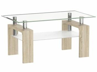 Stolik kawowy Ziba szklany prostokątny z półką 110x60 cm nowoczesny do salonu Intesi