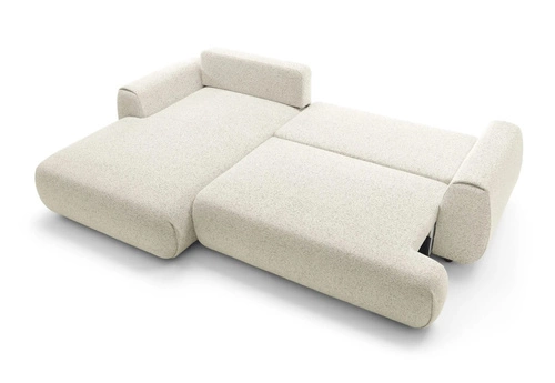 Narożnik z funkcją spania lewy Ljung beżowy nowoczesny z pojemnikiem do salonu Intesi