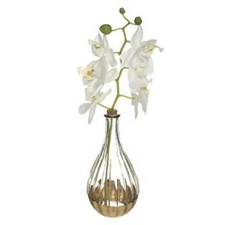 Sztuczny storczyk biały jak żywy w szklanym wazonie Edi 40 cm nowoczesny do salonu Atmosphera