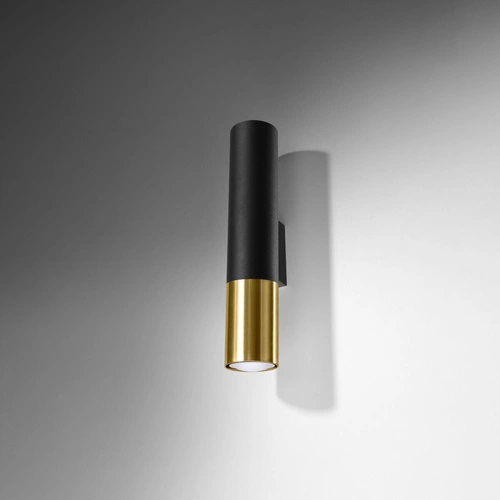 Kinkiet ścienny LOOPEZ czarny złoty nowoczesny metalowy do salonu i sypialni Sollux