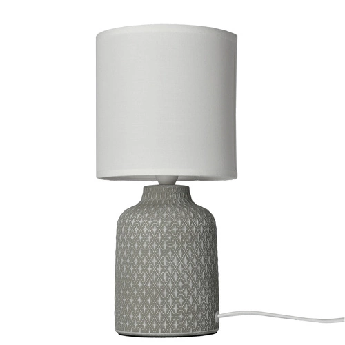 Lampa stołowa Iner szara ceramiczna z abażurem nowoczesna lampka nocna do sypialni 32 cm