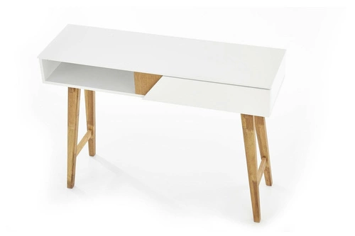 Konsola Indigo biała skandynawska z szufladą i półką do przedpokoju, salonu lub sypialni