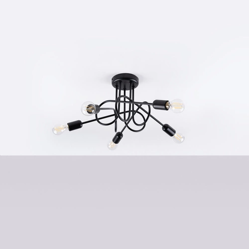 Żyrandol loftowy LOOP 5 czarny do salonu i jadalni nowoczesny żyrandol sufitowy 55 cm