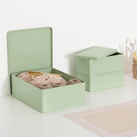 Zestaw 3 pudełek Deskolor zielone, metalowe