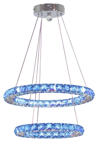 Lampa wisząca LED Lords 40 chromowana regulowana RGB z pilotem do salonu i jadalni