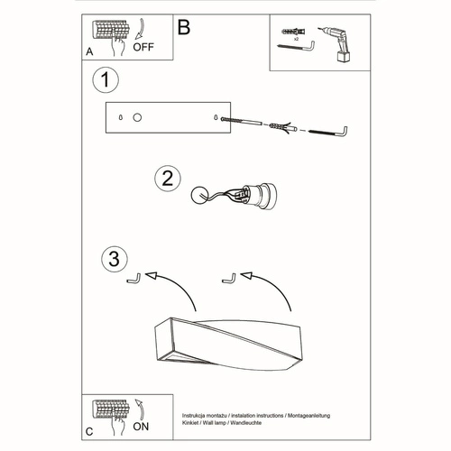 Kinkiet ścienny Sigma cementowy nowoczesny szary Sollux Lighting do salonu i sypialni 42 cm