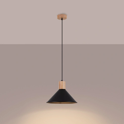 Lampa wisząca JAGA czarna skandynawska stalowa do salonu i nad stół 30 cm SOLLUX