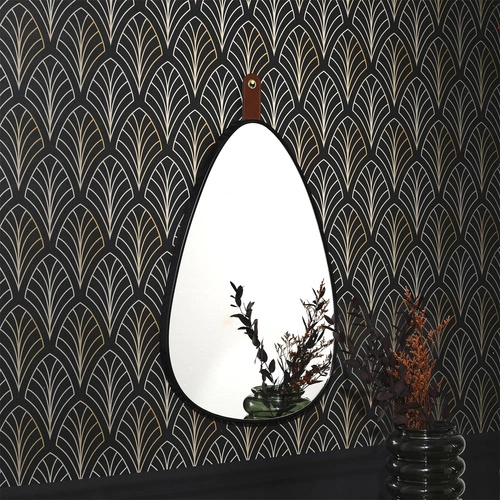 Lustro nieregularne Chigago czarne z uchwytem do przedpokoju lub sypialni na ścianę