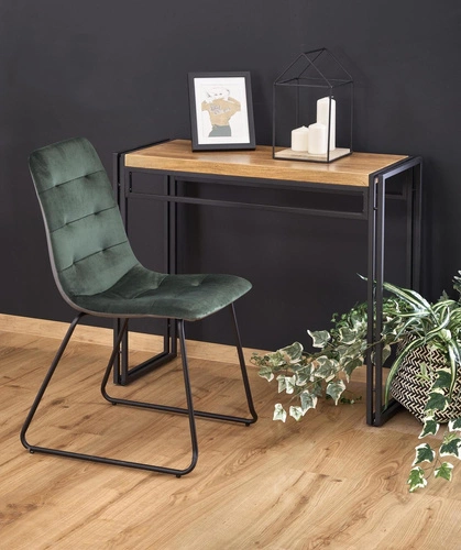 Indar industrialny stolik konsolowy do przedpokoju nowoczesny dąb złoty czarny 90 cm Intesi