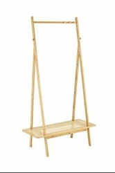 Intesi Boho wieszak stojący do przedpokoju bambusowy z półką rattanową naturalny 168 cm