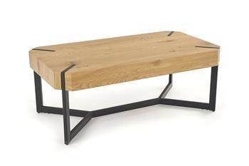 Stolik kawowy Frada prostokątny loftowy dąb złoty czarny 110x60 cm do salonu Intesi