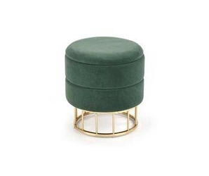 Pufa Godemia welurowa ze schowkiem okrągła zielona glamour do salonu i przedpokoju Intesi