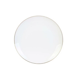 Talerz obiadowy Pearl Gold 20 cm biały ceramiczny do jadalni nowoczesny ze złotym rantem