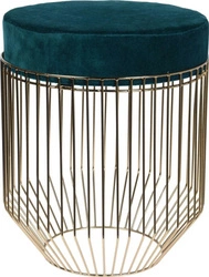 Pufa Intesi Cherrys Velvet złoto niebieska okrągła ze schowkiem do przedpokoju glamour