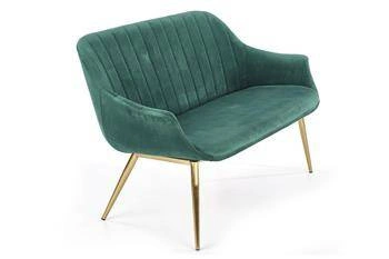 Sofa dwuosobowa welurowa Dasco zielona nowoczesna na złotych nogach do salonu Intesi