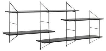 Półka na książki Belfast 2 industrialna wisząca czarna popielata 191 cm do salonu Actona