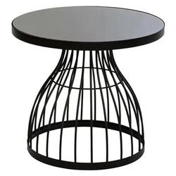 Stolik kawowy okrągły Kushi czarny szklany nowoczesny loftowy do salonu Atmosphera 55 cm