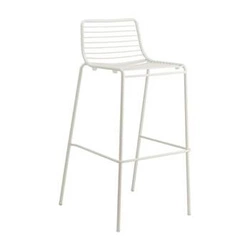 Hoker metalowy Summer biały z oparciem do kuchni i na wyspę nowoczesny 75 cm sztaplowany SCAB Design