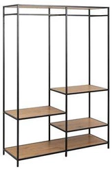 Nowoczesny stojący wieszak na ubrania z półkami Seaford dąb czarny do przedpokoju Actona