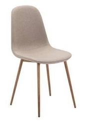 Krzesło tapicerowane Trip beżowe do jadalni i salonu skandynawskie na nogach dąb Intesi