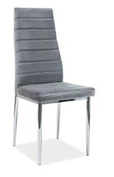 Krzesło tapicerowane welur Luisa szare do jadalni nowoczesne na chromowanych nogach Intesi