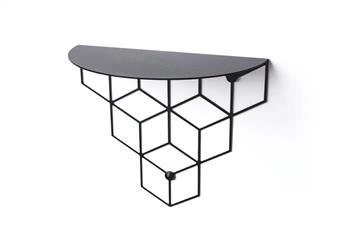 Stiga nowoczesna czarna półka ścienna metalowa do salonu i sypialni POLYHEDRA 28 cm