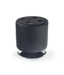 Pufa Dash czarna ekoskóra okrągła na chromowanej nodze nowoczesna do salonu Intesi 42 cm