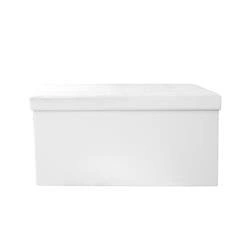 Pufa ze schowkiem Intesi Velse biała ekoskóra prostokątna pikowana do salonu i przedpokoju