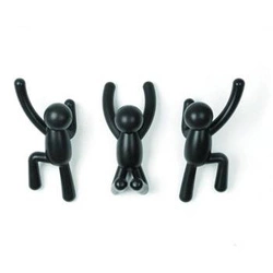 Wieszak ścienny Buddy czarny Umbra nowoczesny do przedpokoju zestaw 3 sztuki