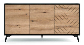 Komoda Fargo 154 cm nowoczesna na nóżkach w jodełkę do salonu i sypialni loftowa Intesi