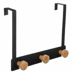 Fiona nowoczesny wieszak na drzwi bambusowy czarny do łazienki i sypialni bez wiercenia