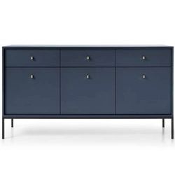 Komoda Evora granatowa 154 cm nowoczesna z szufladami na nóżkach do salonu Intesi