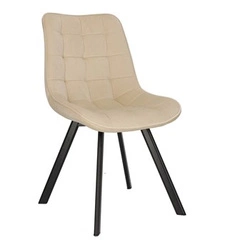 Krzesło tapicerowane welurowe Moly Intesi beżowe z czarnymi nogami do jadalni i salonu