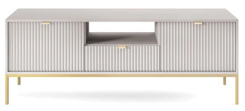 Szafka RTV Delicious szara ryflowana 154 cm na złotych nogach nowoczesna do salonu Intesi