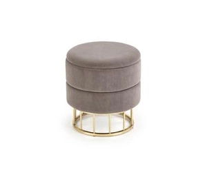 Pufa Godemia welurowa ze schowkiem szara okrągła glamour do salonu i przedpokoju Intesi