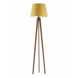 Lampa stojąca do salonu Curacao Lysne nowoczesna drewniana żółta z abażurem 158 cm