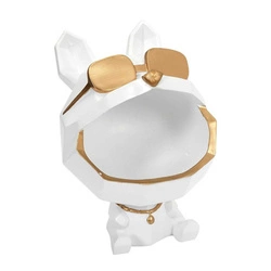 Organizer figurka pies biały glamour Intesi ceramiczny do salonu na biżuterię 23,5 cm