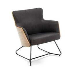 Fotel tapicerowany Calderon szary orzech na płozach do salonu nowoczesny industrialny Intesi